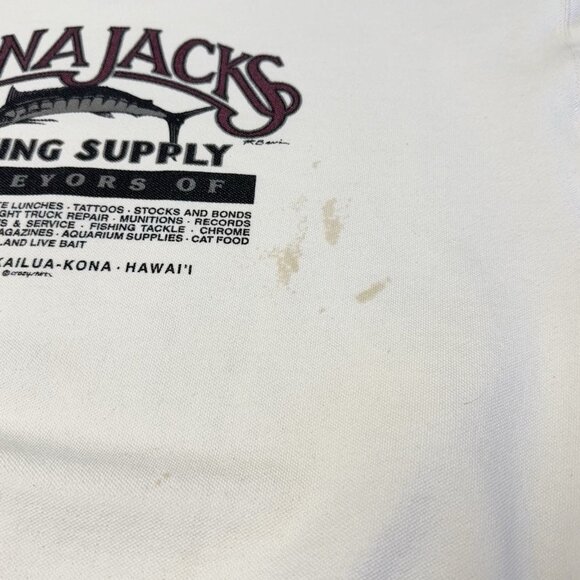 Vintage 90s Crazy Shirt Sweatshirt Kona Jacks Fishing White Crew Neck - Picture 10 of 16